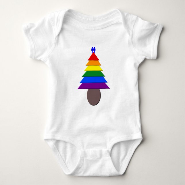 Gay Men Rainbow Christmas Tree Baby Bodysuit Baby Strampler (Vorderseite)