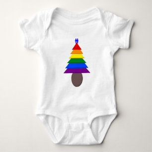 Gay Men Rainbow Christmas Tree Baby Bodysuit Strampler