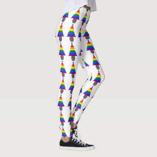 Gay Men Rainbow Christmas Tree Leggings