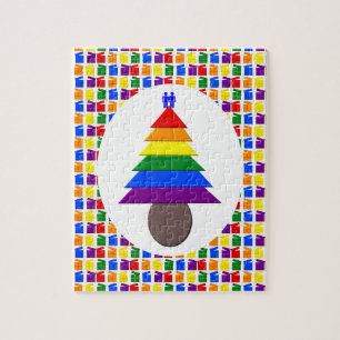 Gay Men Rainbow Christmas Tree und Presents