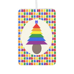 Gay Men Rainbow Christmas Tree und Presents Autolufterfrischer