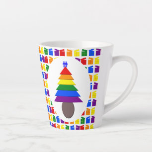 Gay Men Rainbow Christmas Tree und Presents Milchtasse