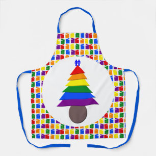 Gay Men Rainbow Christmas Tree und Presents Schürze