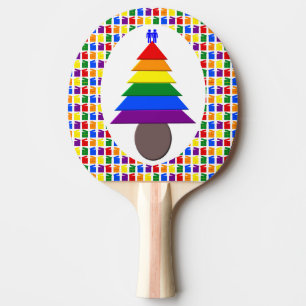 Gay Men Rainbow Christmas Tree und Presents Tischtennis Schläger