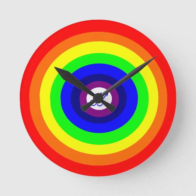 Gay Men Rainbow Wall Clock Runde Wanduhr (Vorderseite)