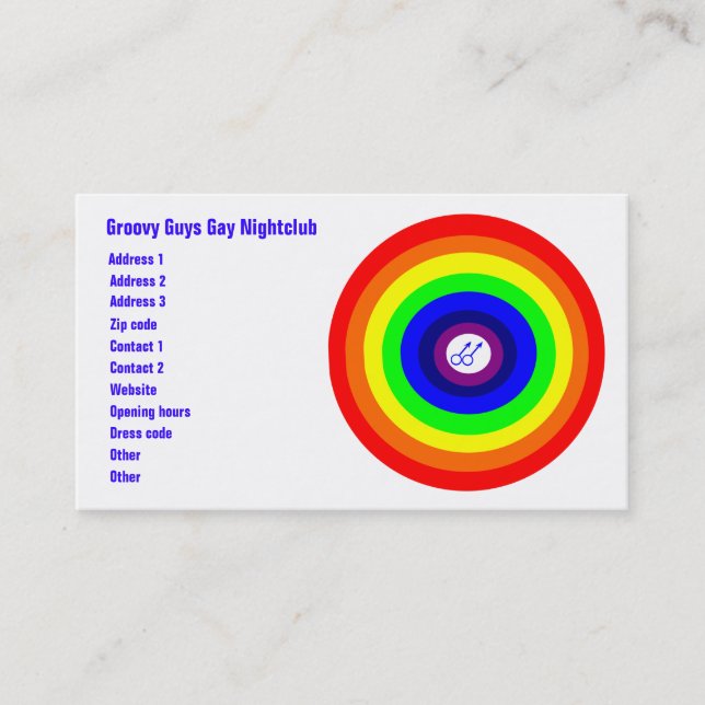 Gay Men Round Rainbow Custom Business Card Visitenkarte (Vorderseite)