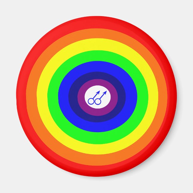 Gay Men Round Rainbow Magnet (Vorne)
