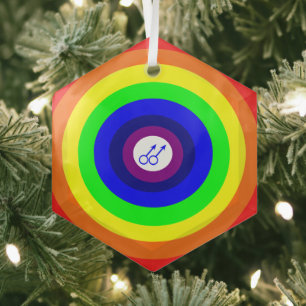Gay Men Round Rainbow Ornament Aus Glas