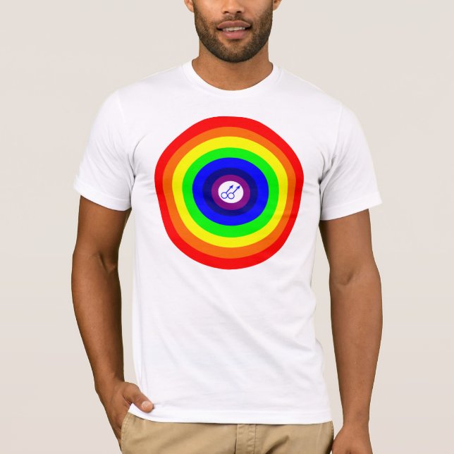 Gay Men Round Rainbow T Shirt (Vorderseite)