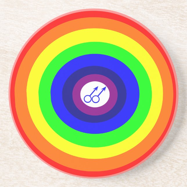Gay Men Round Rainbow Untersetzer (Vorne)