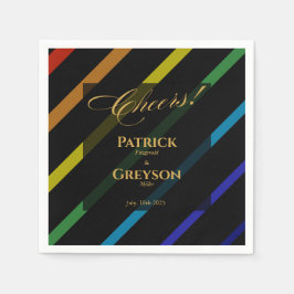 Gay Men Wedding Elegant Rainbow Cocktail Serviette