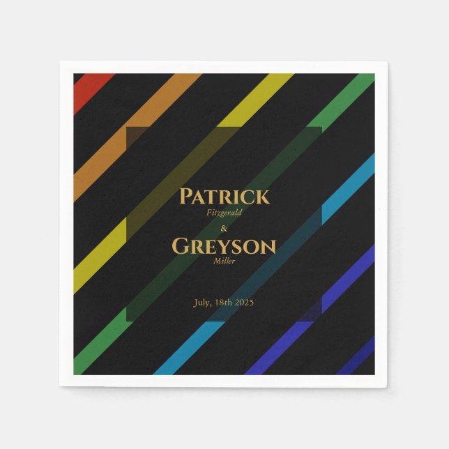 Gay Men Wedding Elegant Rainbow Cocktail Serviette (Vorderseite)