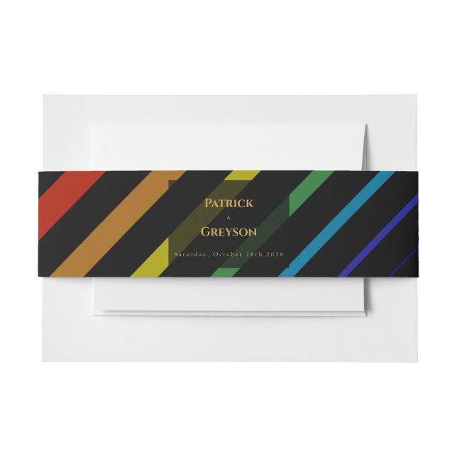Gay Men Wedding Elegant Rainbow Einladungsbanderole (Vorderseite Beispiel)
