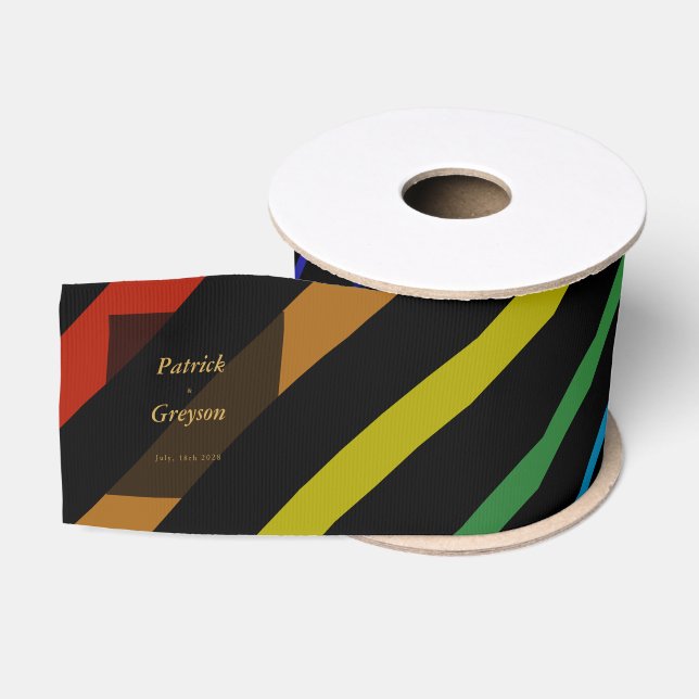 Gay Men Wedding Elegant Rainbow Ripsband (Spule)