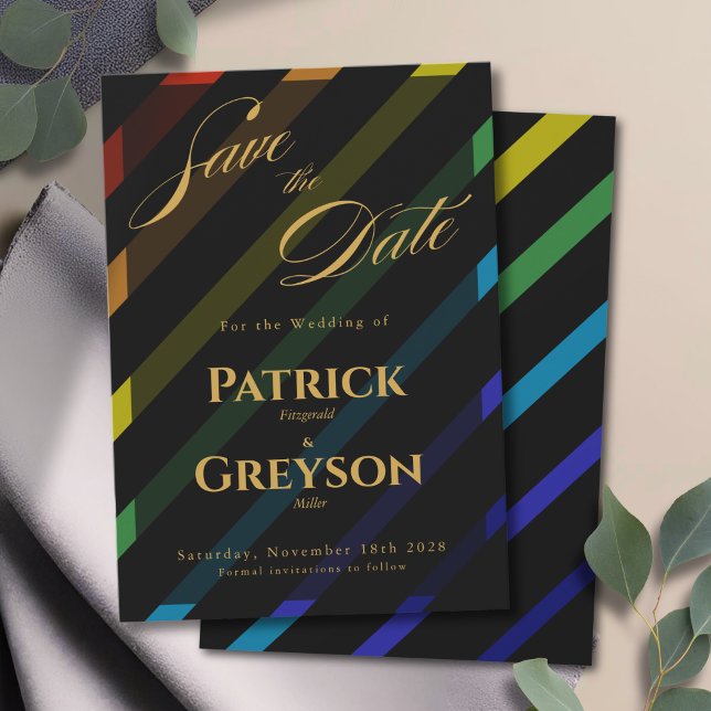 Gay Men Wedding Elegant Rainbow Save The Date (Von Creator hochgeladen)