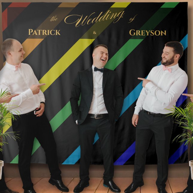 Gay Men Wedding Elegant Rainbow Wandteppich (Von Creator hochgeladen)