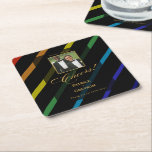 Gay Men Wedding Photo Elegant Rainbow Rechteckiger Pappuntersetzer<br><div class="desc">Celebrate your love with the Gay Men Wedding Elegant Rainbow collection — a complete suite of coordinating stationery and accessories designed for two grooms. Bold diagonal Progress Pride stripes on sophisticated black, with gold typography throughout. Every piece in this suite is fully customizable with your names, date, and wedding details....</div>