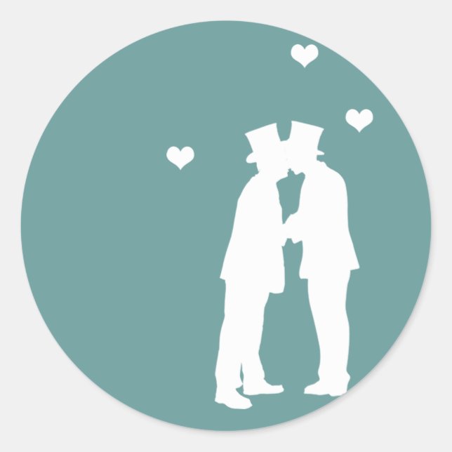 Gay Men Wedding Runder Aufkleber (Vorderseite)