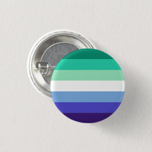 Gay Mens Pride Flag (Azur & Blau) Button