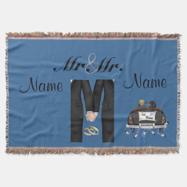 Gay Men's Wedding GIft Blanket Throw Custom Decke (Vorderseite)