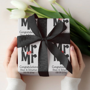 Gay Mr. and Mr. Bold Personalisiert Modern Wedding Geschenkpapier