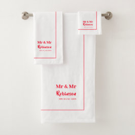 Gay Newlyweds Mr. & Mr. Personalisiert Large Badhandtuch Set
