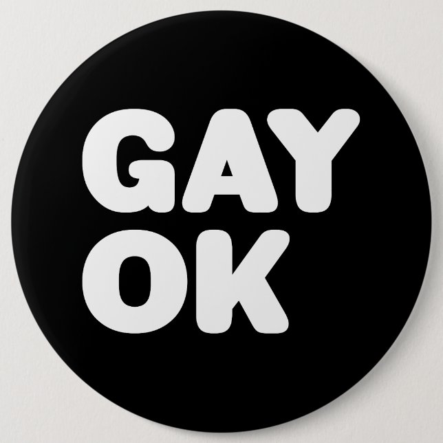 GAY OK Große, fette Buchstaben anpassbare Farbe Button (Vorderseite)