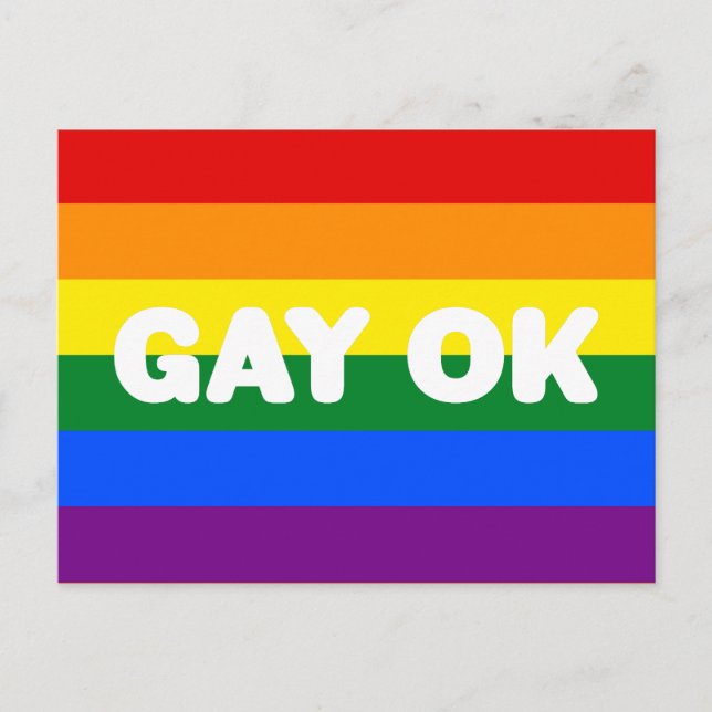 GAY OK LGBT 6-Streifen-Regenbogen-Gay Pride-Flag Postkarte (Vorderseite)