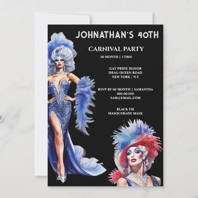 Gay Party lgbtq Geburtstag Drag Queen Thema Einladung (Vorderseite)