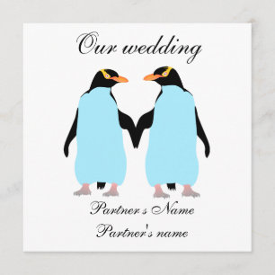 Gay, Pastel Pinguine Hochzeitseinladung Einladung