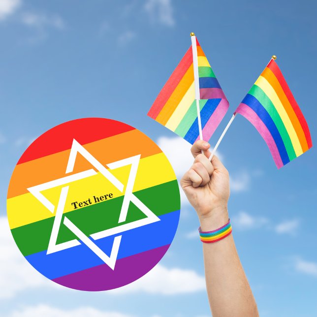 Gay Praid Rainbow Flag Jüdischer Star von David Runder Aufkleber (Von Creator hochgeladen)