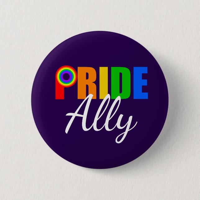 Gay Pride Ally LGBTQ Rainbow Alliance Button (Vorderseite)