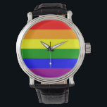 Gay Pride Armbanduhr<br><div class="desc">Eine Armbanduhr aus der Gay Pride-Fahne mit Lederriemen,  die in verschiedenen Stilen erhältlich ist,  wäre ein idealer Geschenkartikel.</div>