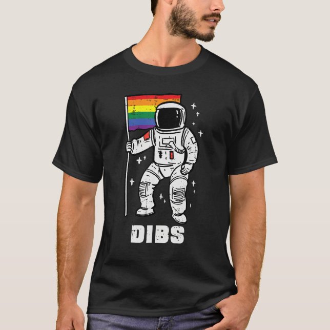 Gay Pride Astronaut Rainbow Flag Lgbtq Space Men W T-Shirt (Vorderseite)