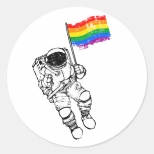 Gay Pride Astronaut T - Shirt Runder Aufkleber