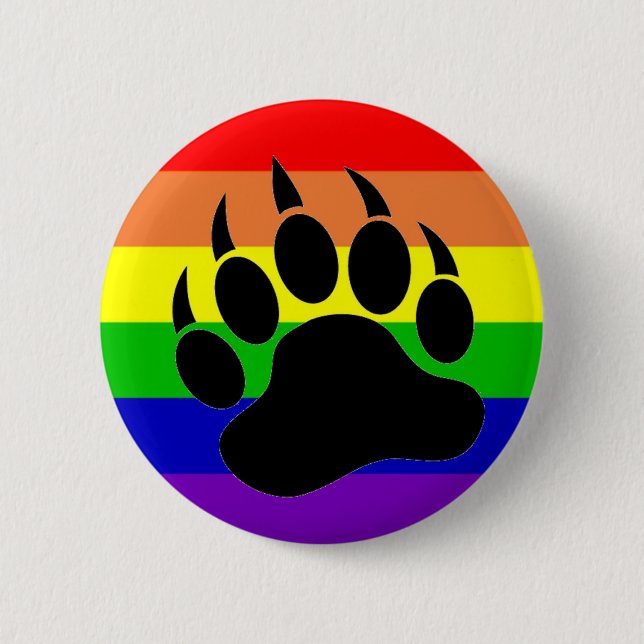 Gay Pride-Bärn-Tatze Button (Vorderseite)