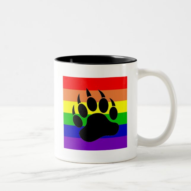 Gay Pride-Bärn-Tatze Zweifarbige Tasse (Rechts)
