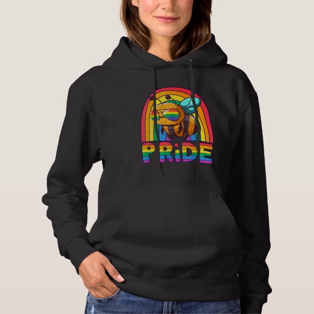 Gay Pride Bee LGBT Cute Bee Rainbow LGBT Gay Ally  Hoodie (Vorderseite)