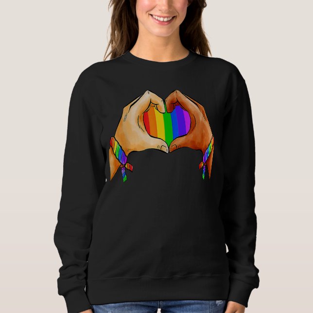 Gay Pride Bekleidung Lgbt Regenbogen Flag Herz Lgb Sweatshirt (Vorderseite)