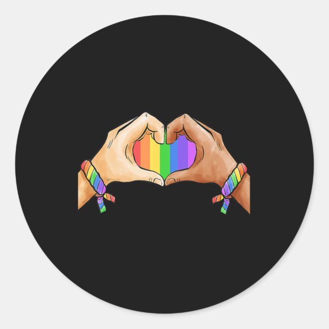 Gay Pride Bekleidung LGBT Regenbogen Flag Herzensv Runder Aufkleber (Vorderseite)
