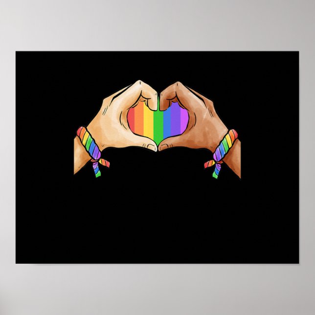 Gay Pride Bekleidung LGBT Regenbogenflagge Herzerk Poster (Vorne)