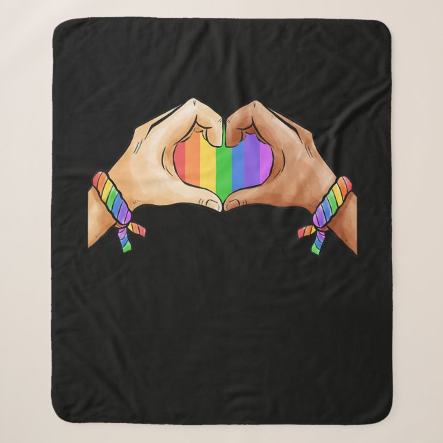 Gay Pride Bekleidung LGBT Regenbogenflagge Herzerk Sherpadecke (Vorderseite)