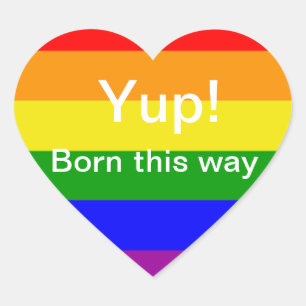 Gay Pride Born this way Regenbogenflagge Herz-Aufkleber