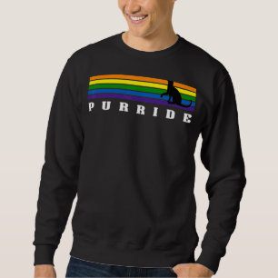 Gay Pride Cat Purride Lgbt Awareness Rainbow Retro Sweatshirt