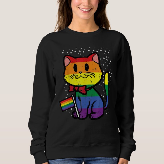 Gay Pride Cat Rainbow Flag Cute Lgbt Kitty Girls K Sweatshirt (Vorderseite)