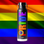 Gay Pride Cool Rainbow Personalisiert LGBTQ Trinkflasche<br><div class="desc">Passen Sie diese coole LGBTQ Gay Pride Wasserflasche mit Ihrem Namen in weißem,  kursiven Skript an. Ein kühn personalisiertes LGBT-Geschenk für einen queen Freund.</div>