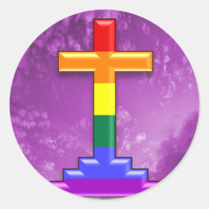 Gay Pride Cross Runder Aufkleber