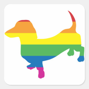 Gay Pride Dackel/Dackel Quadratischer Aufkleber