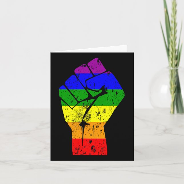 Gay Pride der Faust-Regenbogenflagge Karte (Vorderseite)