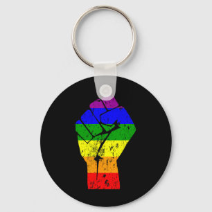 Gay Pride der Faust-Regenbogenflagge Schlüsselanhänger
